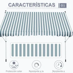 Toldo portátil Cumbre Outsunny retráctil con manivela 170-280x300x150 cm