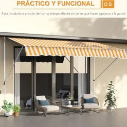 Toldo portátil Cumbre Outsunny retráctil con manivela 170-280x300x150 cm