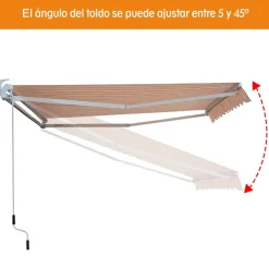 Toldo retráctil Outsunny con manivela naranja/beige 18x300x250 cm