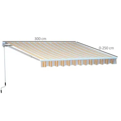 Toldo retráctil Outsunny con manivela naranja/beige 18x300x250 cm