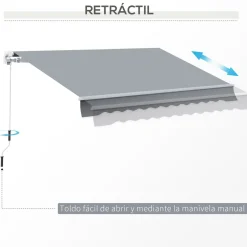 Toldo retráctil Outsunny con manivela 295x245 cm