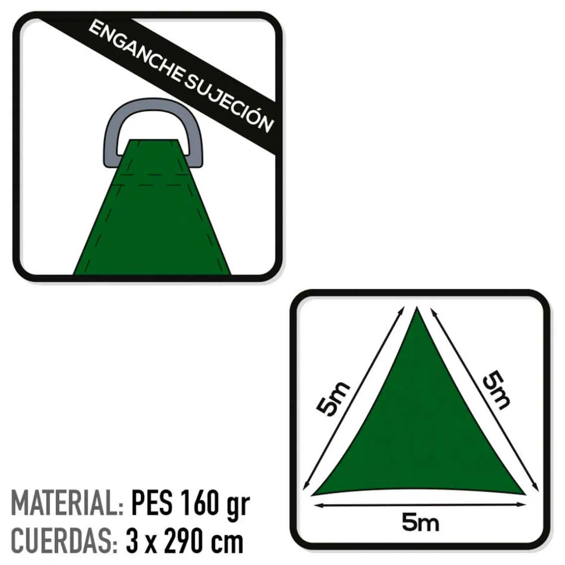 Toldo vela de sombreo Aktive Garden poliéster 5x5x5 m