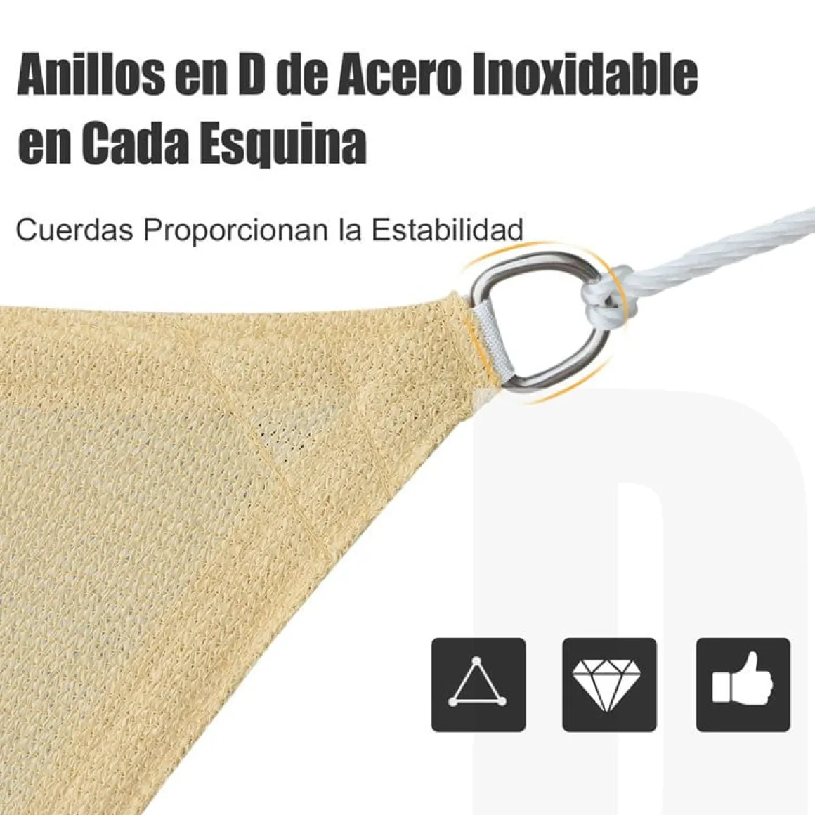Toldo vela Outsunny cuadrado arena 3x4 m