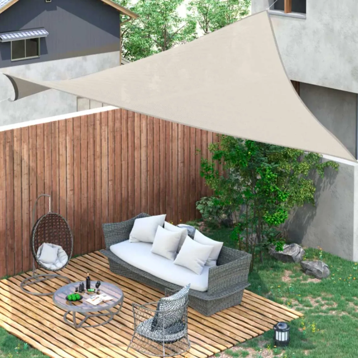 Toldo vela Outsunny rectangular poliéster anti UV beige 400x600 cm