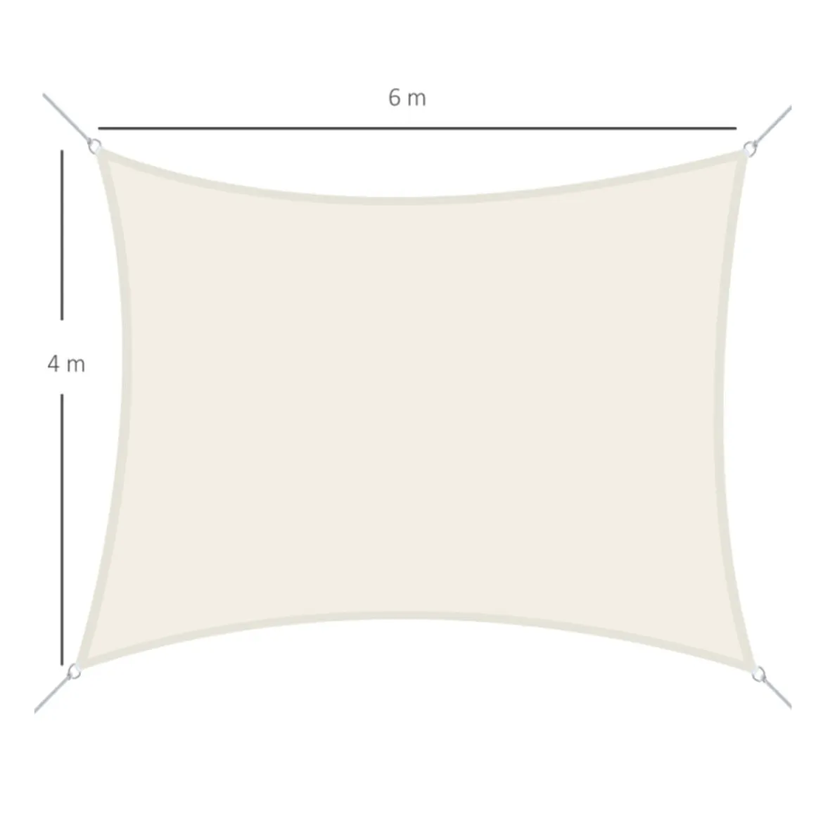 Toldo vela Outsunny rectangular poliéster anti UV beige 400x600 cm