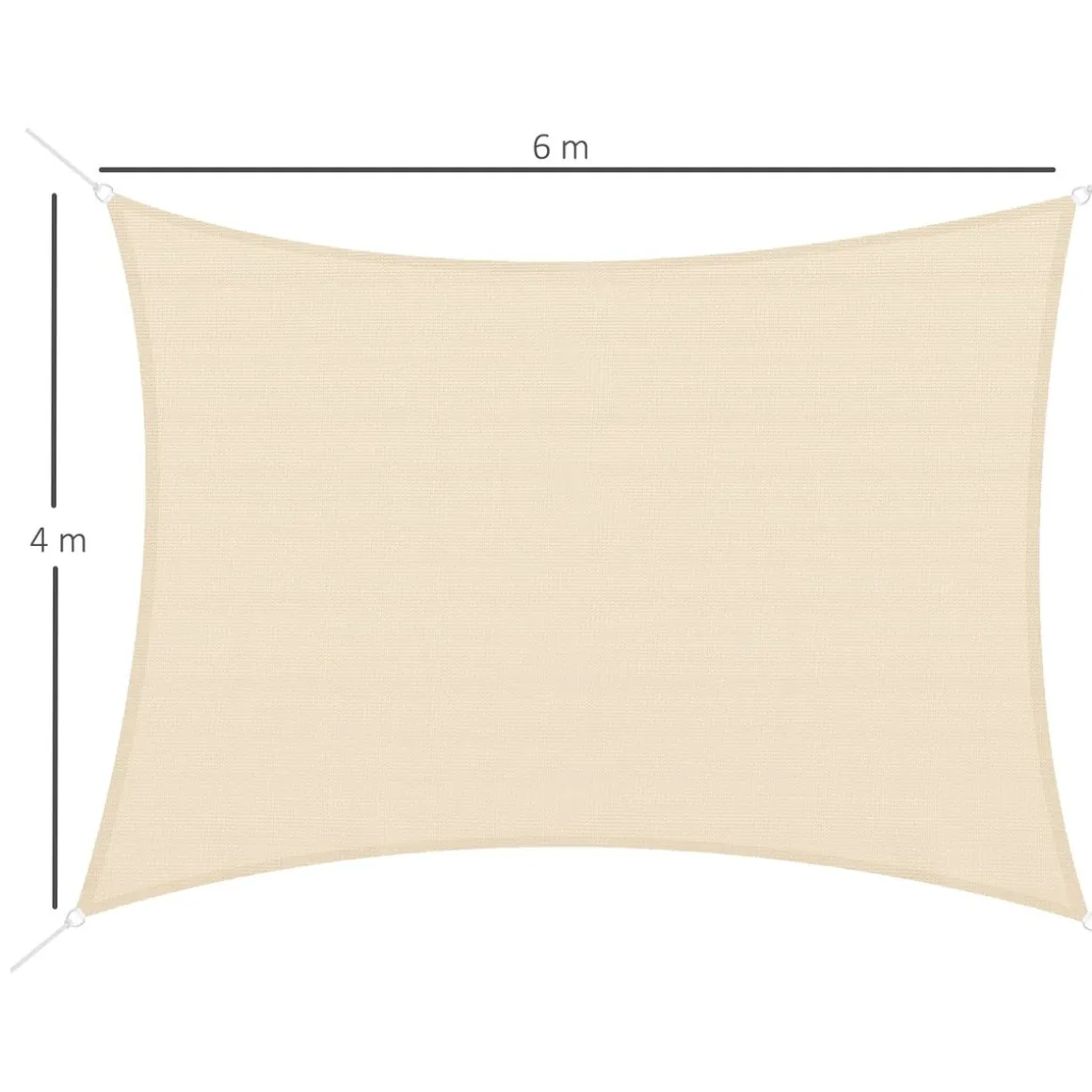 Toldo vela Outsunny rectangular crema 600x400 cm