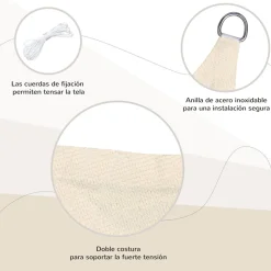 Toldo vela Outsunny rectangular crema 600x400 cm