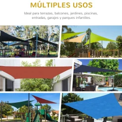 Toldo vela Outsunny rectangular crema 600x400 cm