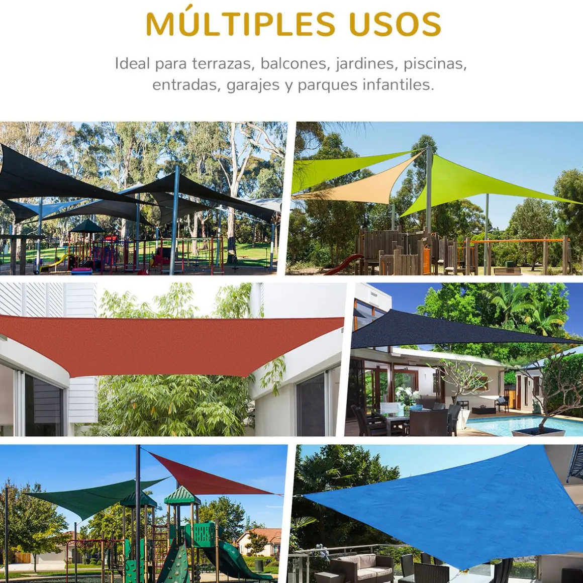 Toldo vela Outsunny rectangular crema 600x400 cm