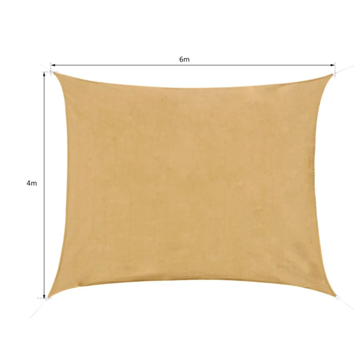 Toldo vela Outsunny rectangular HDPE anti UV marrón claro 400x600 cm
