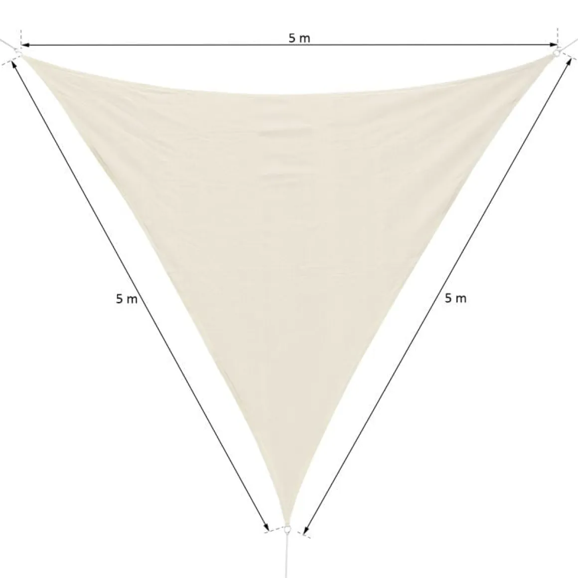 Toldo vela Outsunny triangular crema 5x5x5 m