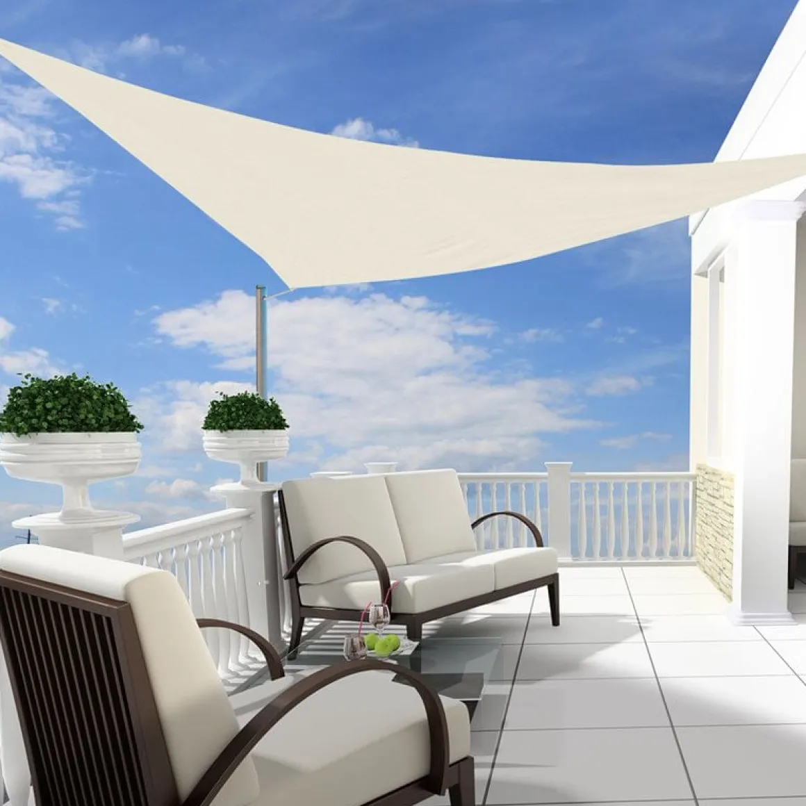 Toldo vela Outsunny triangular crema 5x5x5 m