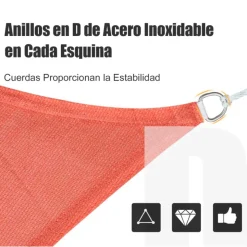Toldo vela Outsunny triángulo rojo 300x300x300 cm