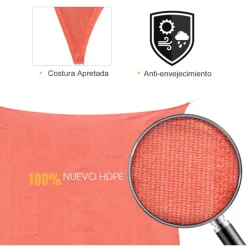 Toldo vela Outsunny triángulo rojo 300x300x300 cm