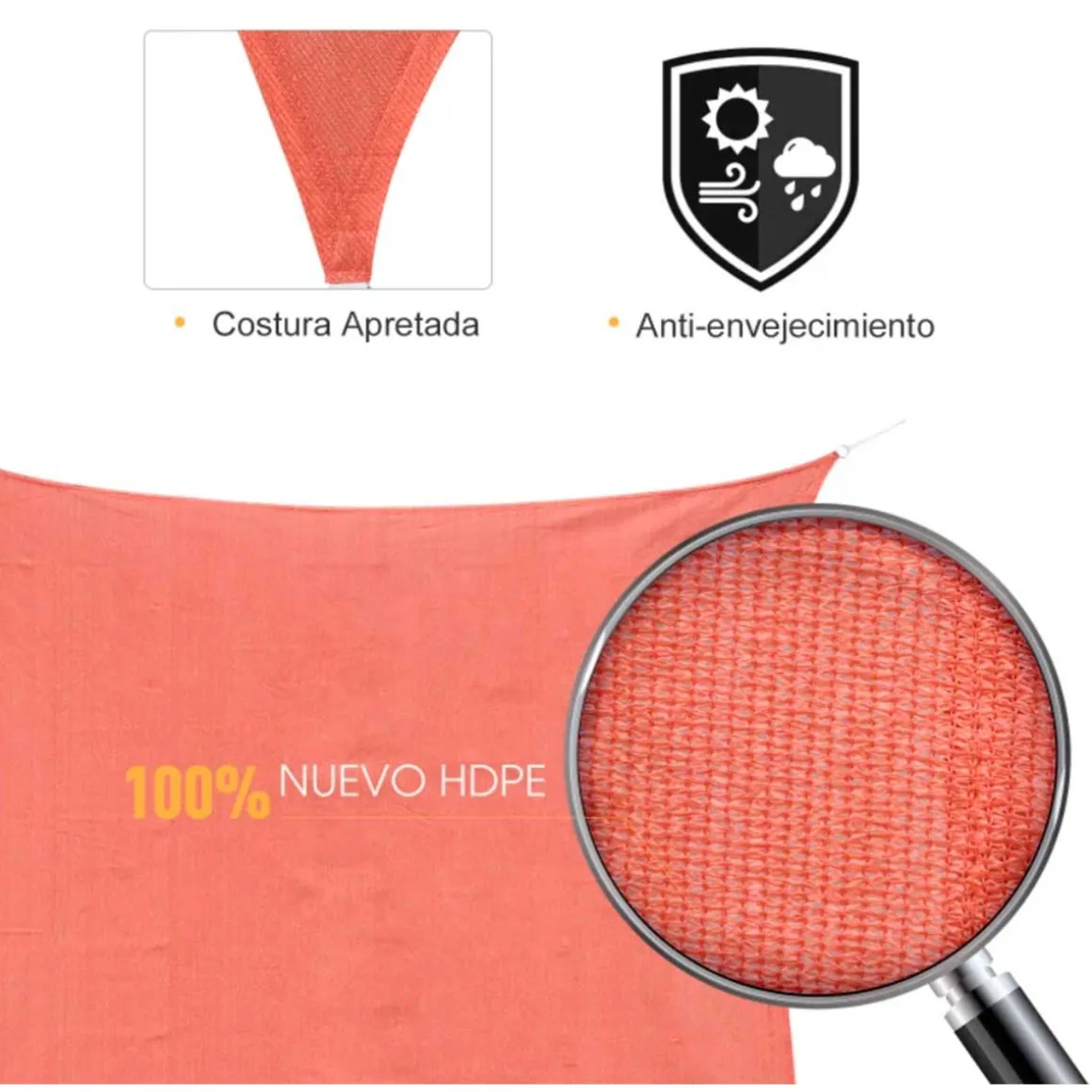 Toldo vela Outsunny triángulo rojo 300x300x300 cm