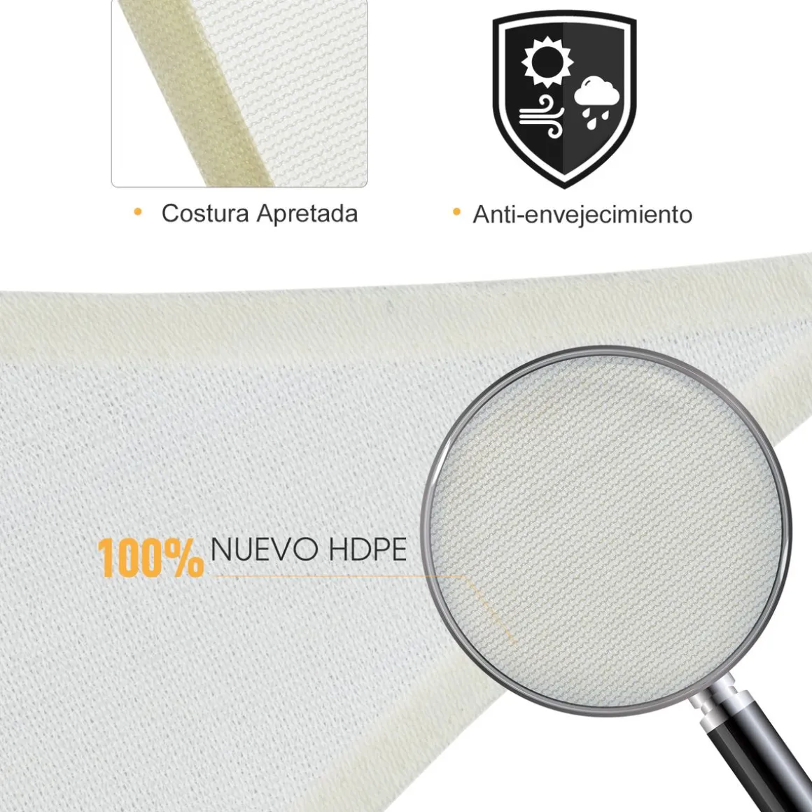 Toldo Vela rectangular Outsunny crema 4x3 m