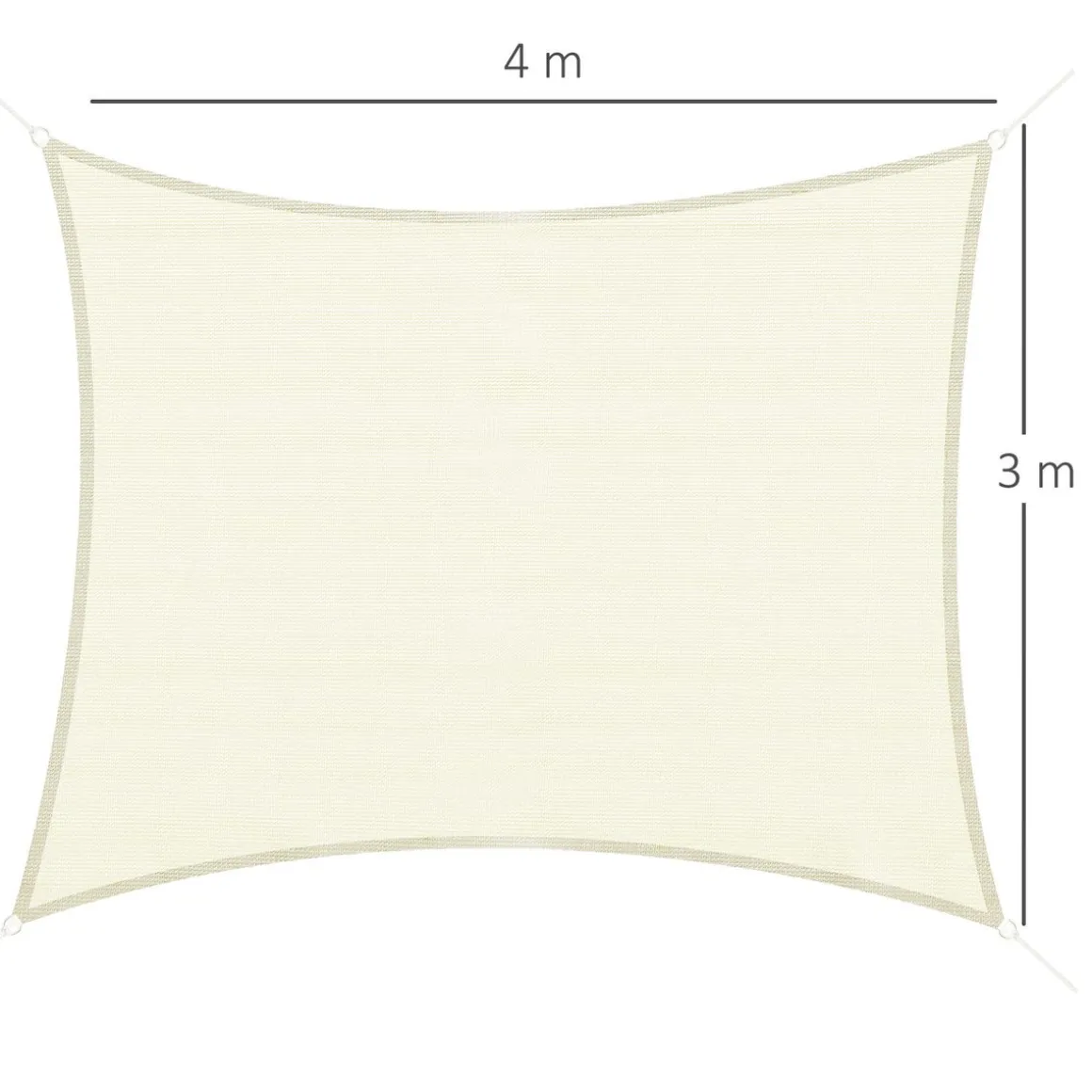 Toldo Vela rectangular Outsunny crema 4x3 m