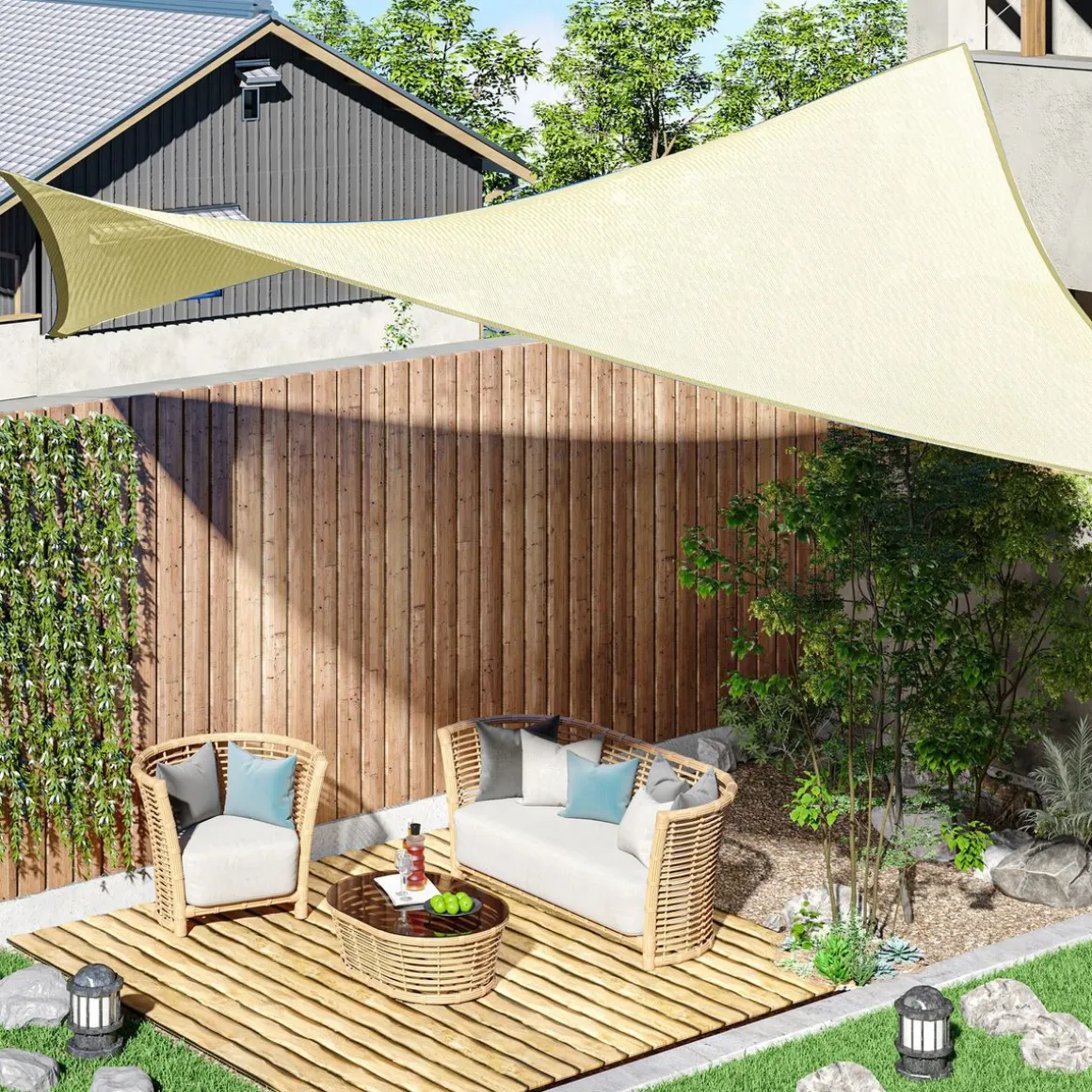 Toldo Vela rectangular Outsunny crema 4x3 m
