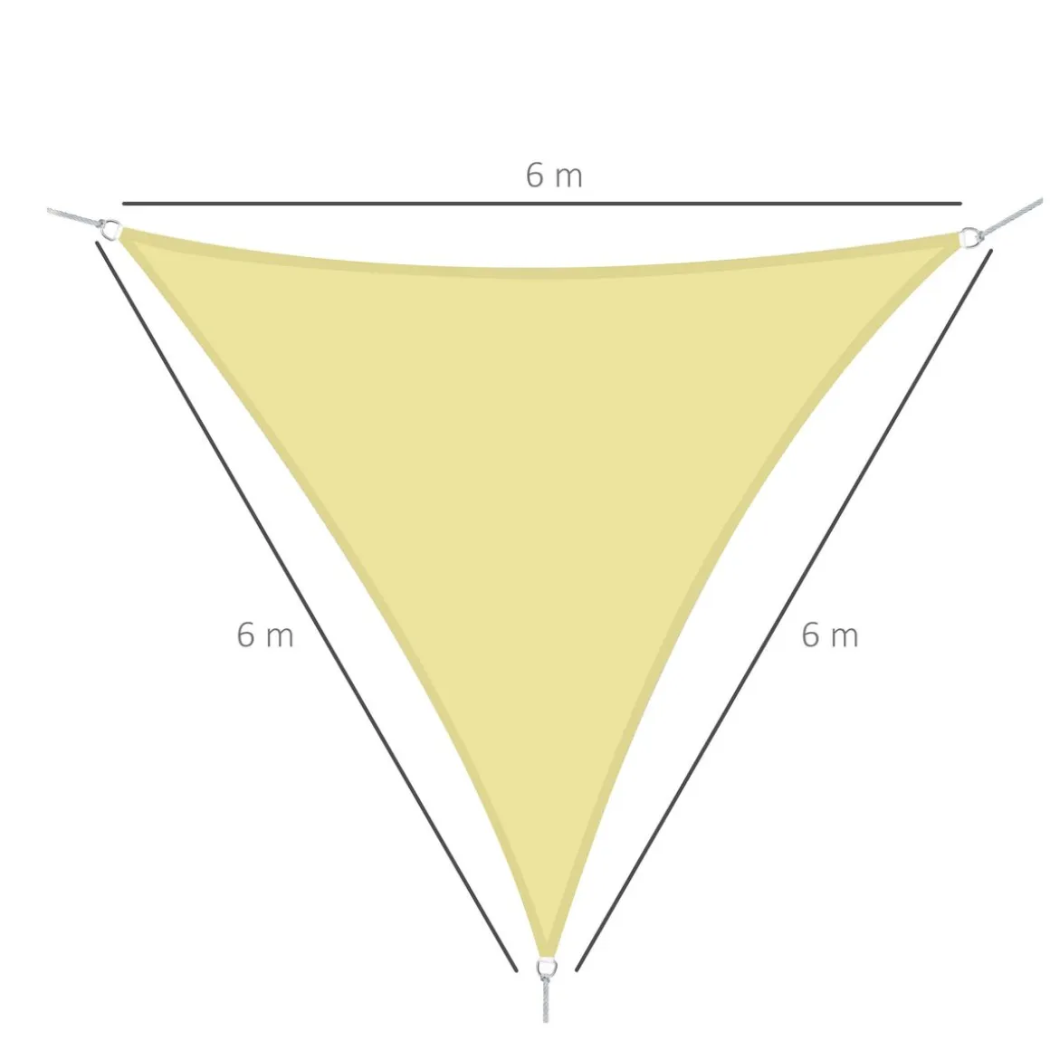 Toldo vela Ritual Outsunny diseño triangular arena 6x6 m