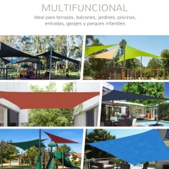 Toldo vela Ritual Outsunny diseño triangular arena 6x6 m