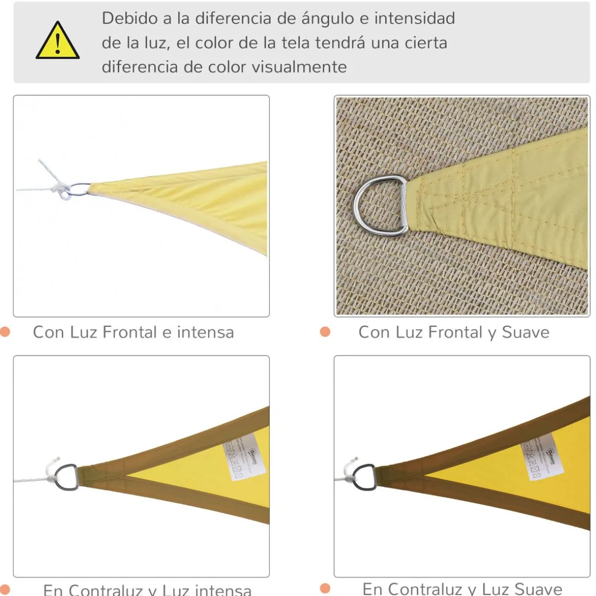 Toldo vela Ritual Outsunny diseño triangular arena 6x6 m