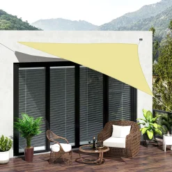 Toldo vela Ritual Outsunny diseño triangular arena 6x6 m