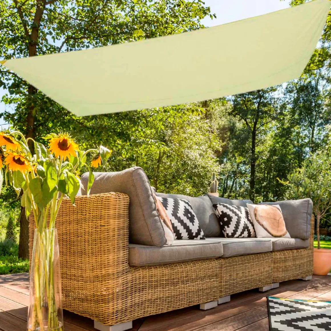 Toldo vela sombreo Aktive Garden rectangular protección UV50 poliéster crema 2x3m