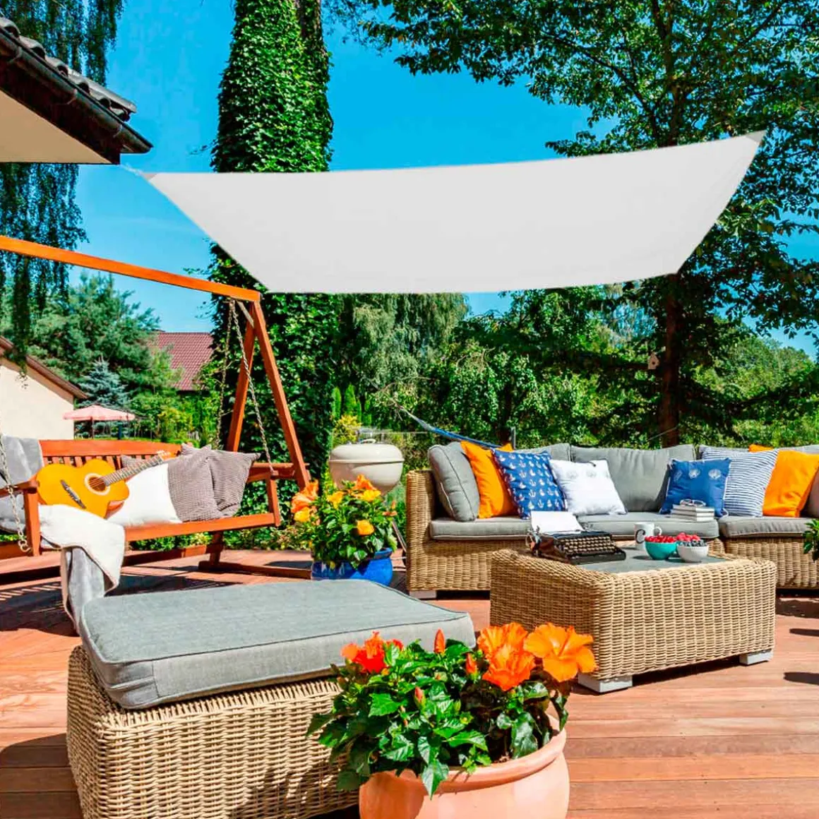 Toldo vela sombreo Aktive Garden rectangular protección UV50 poliéster 3x4m