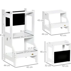 Torre de aprendizaje 2 en 1 Homcom 3-6A blanco 86x42x44 cm