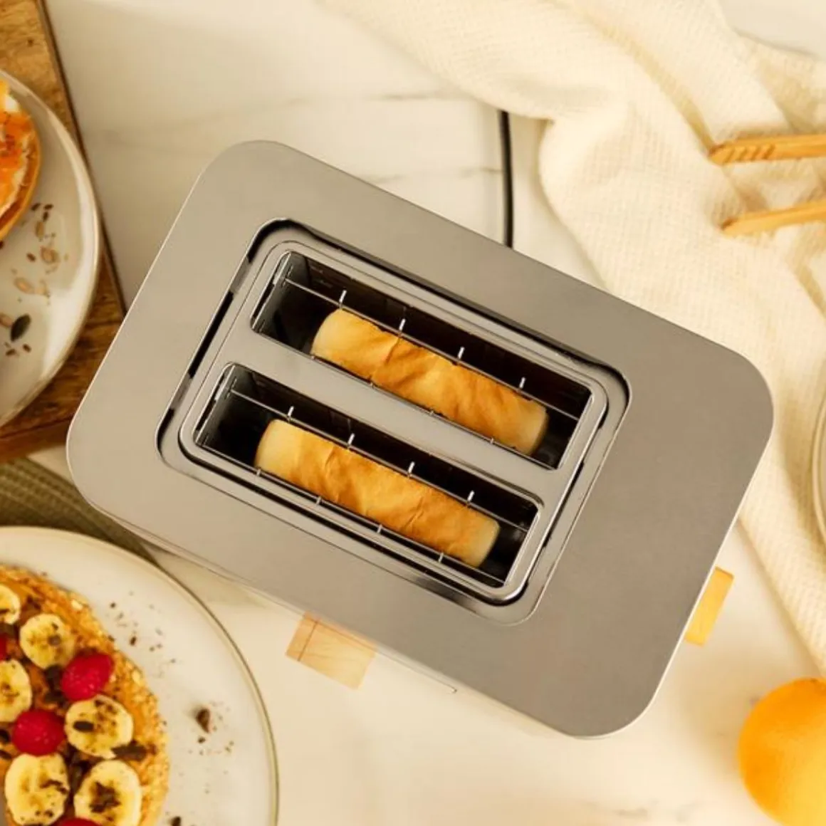 Tostador Cecotec Touch&Toast Double 950W 2 ranuras cortas acero inox