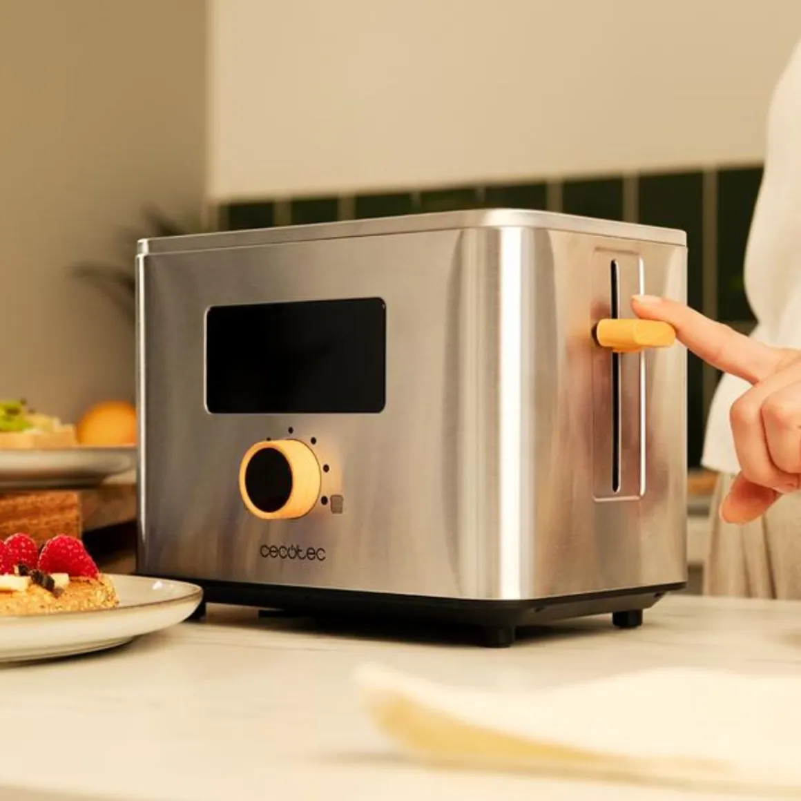 Tostador Cecotec Touch&Toast Double 950W 2 ranuras cortas acero inox
