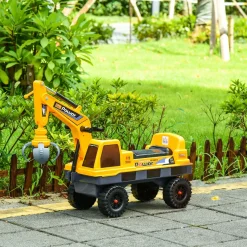 Tractor correpasillos Power Homcom con luces + música 2-3 años amarillo 58x90x28 cm