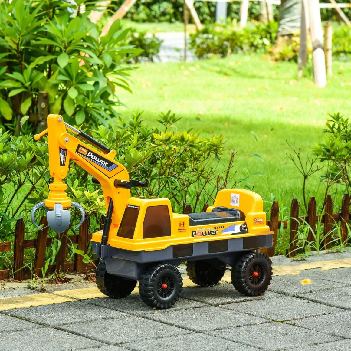 Tractor correpasillos Power Homcom con luces + música 2-3 años amarillo 58x90x28 cm