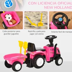 Tractor infantil Homcom con remolque desmontable 1-3 años 44x91x29 cm