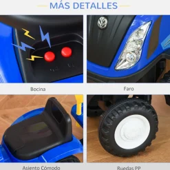 Tractor infantil Homcom con remolque desmontable 1-3 años 44x91x29 cm