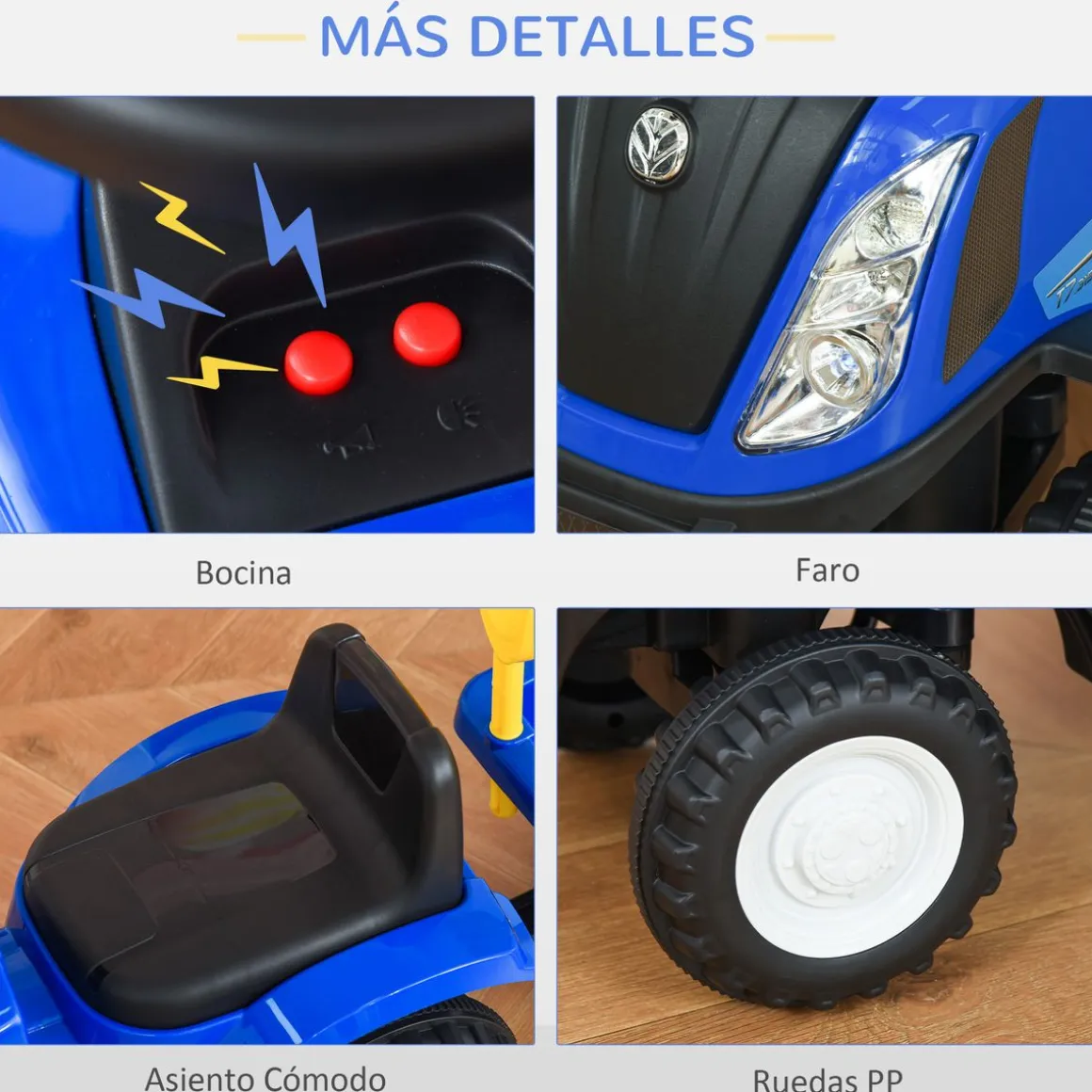 Tractor infantil Homcom con remolque desmontable 1-3 años 44x91x29 cm