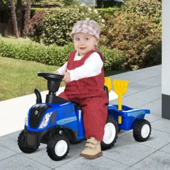 Tractor infantil Homcom con remolque desmontable 1-3 años 44x91x29 cm