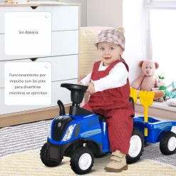 Tractor infantil Homcom con remolque desmontable 1-3 años 44x91x29 cm