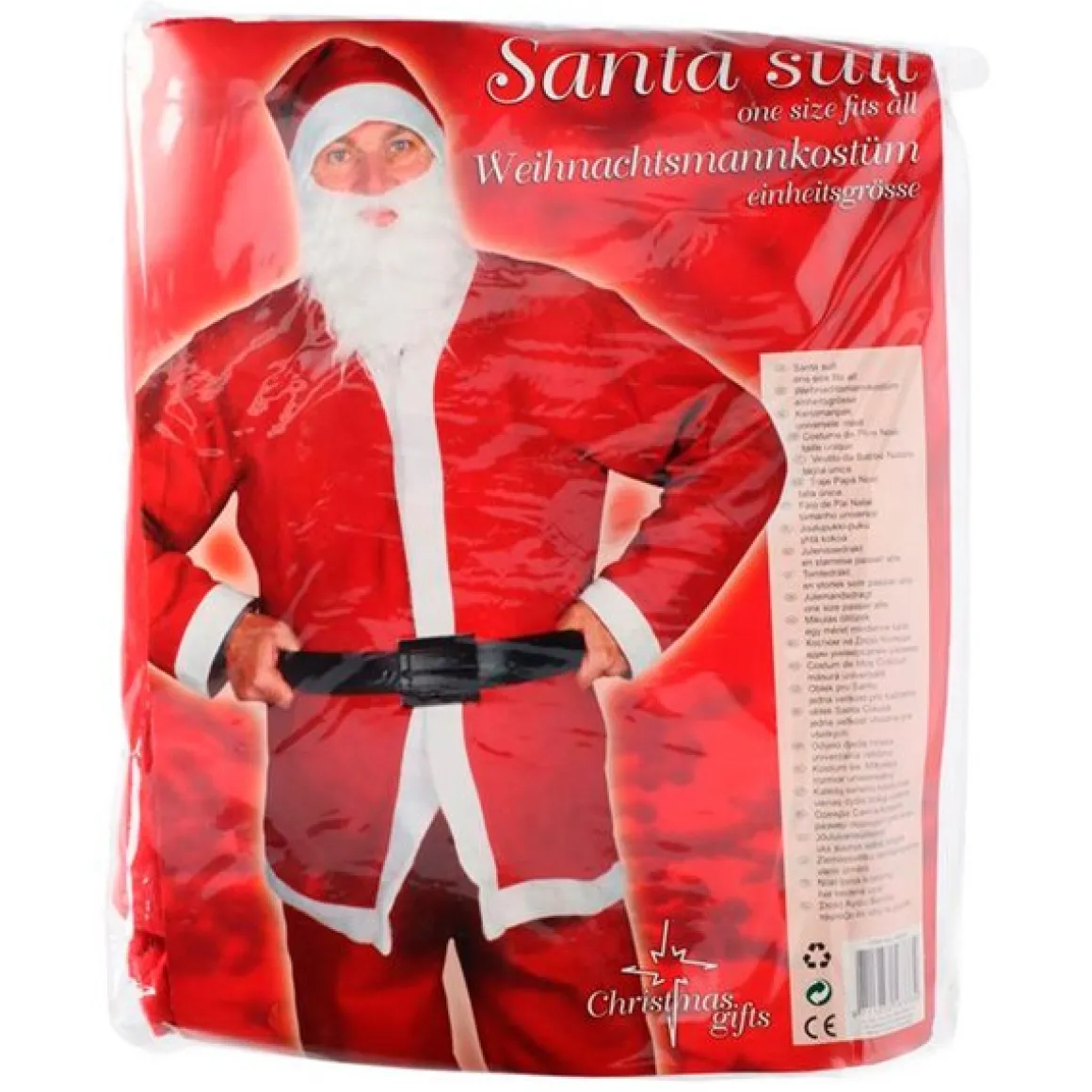 Traje Santa Claus adulto 5 piezas rojo