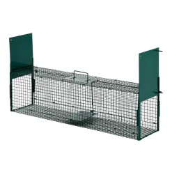 Trampa para animales PawHut metálica 2 puertas verde oscuro 28x100x25 cm
