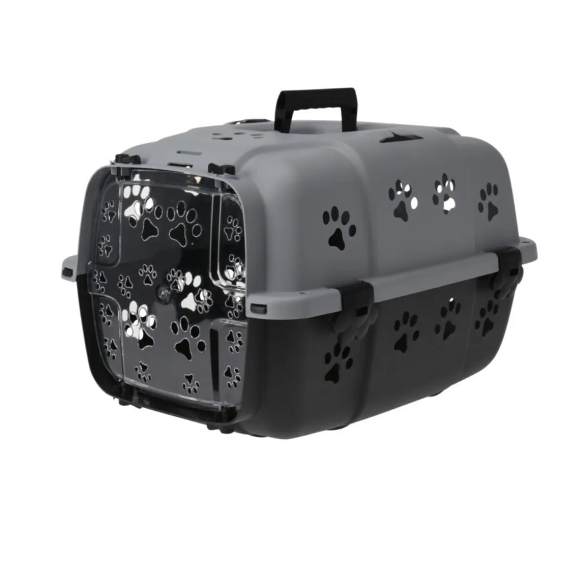 Transportín de mascotas desmontable con asa gris/negro 32x30x48 cm