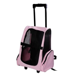 Transportín Pawhut 2 en 1 carrito altura regulable rosa 55-104x42x25 cm