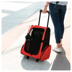 Transportín PawHut 2 en 1 con asa negro/rojo 55-99x42x25 cm
