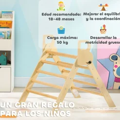 Triangulo de escalada Aiyaplay diseño plegable 18-48 meses natural 71x82x66 cm