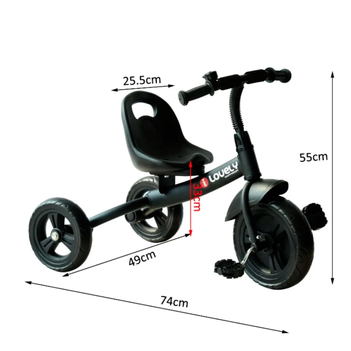 Triciclo Homcom 3 ruedas +18M negro 55x49x74 cm