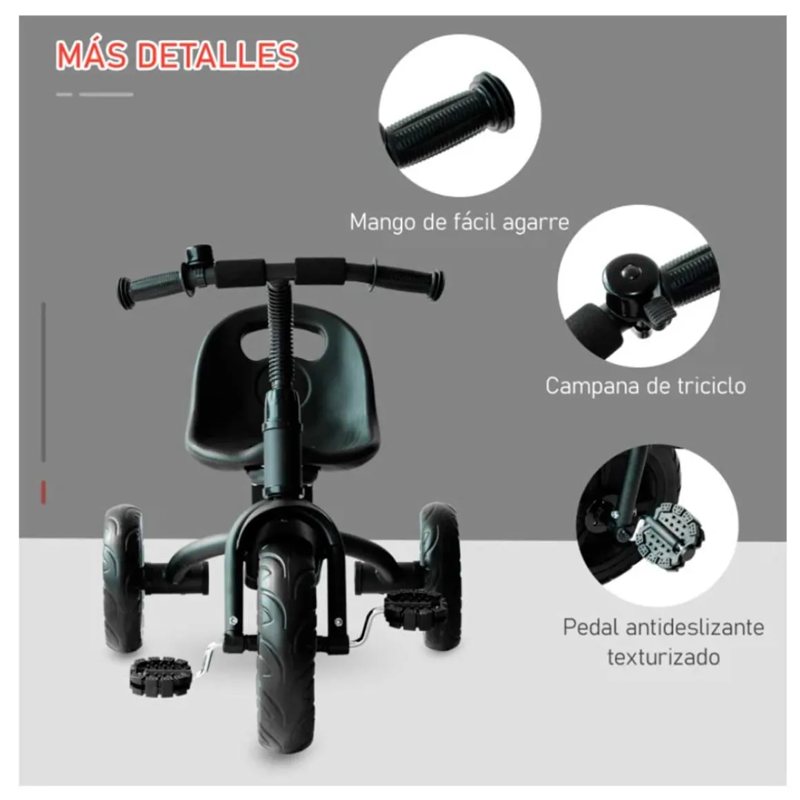 Triciclo Homcom 3 ruedas +18M negro 55x49x74 cm