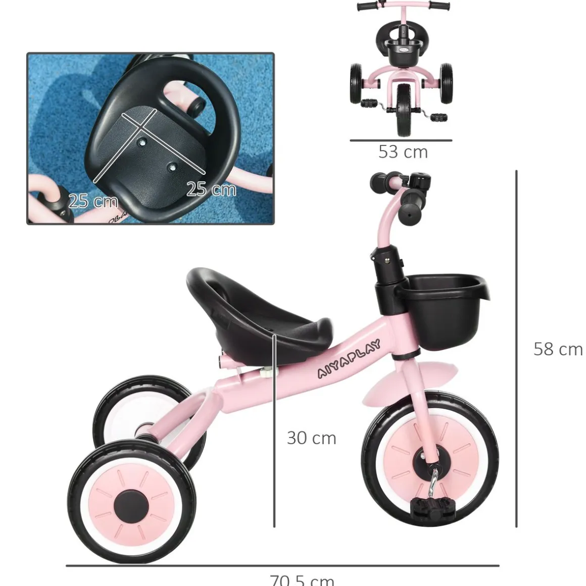 Triciclo infantil Miki Aiyaplay asiento ajustable 2-5 años 58x70,5x53 cm