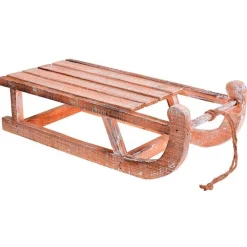 Trineo de madera decorativo natural envejecido 11x30x14 cm