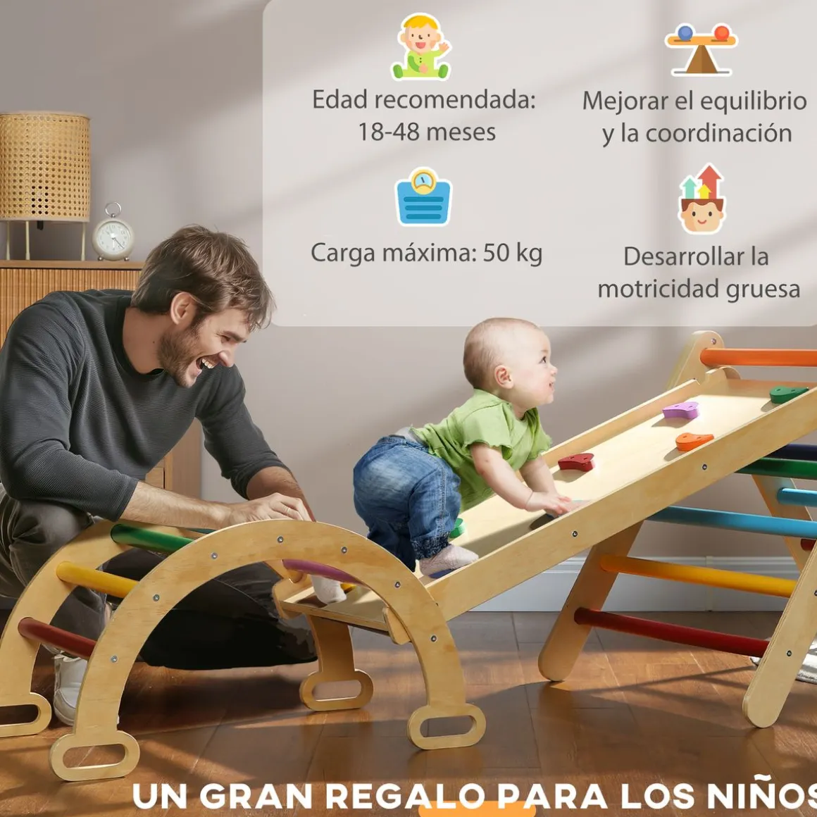 Triángulo de escalada Aiyaplay 5 en 1 18-48 meses multicolor 63x178x64,5 cm