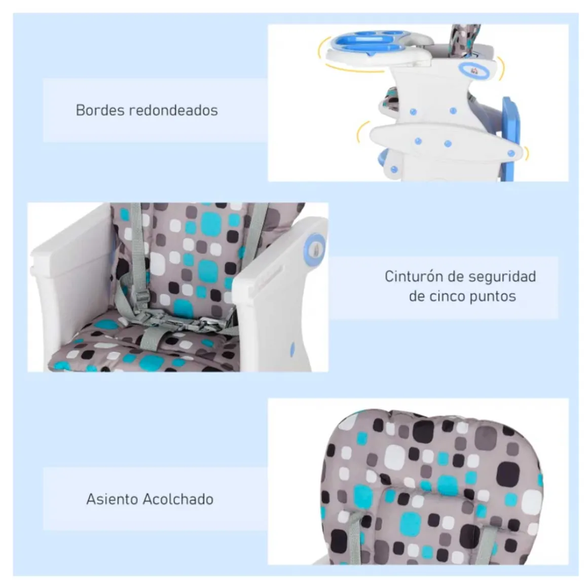 Trona para bebé Homcom 3 en 1 +6M 105x57x59 cm